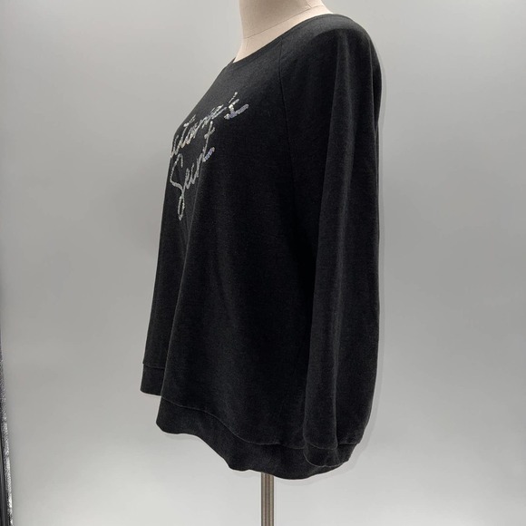 Victoria's Secret Gray with Sequin Graphic Crew Neck Pull Over Sweater- M - Picture 13 of 13
